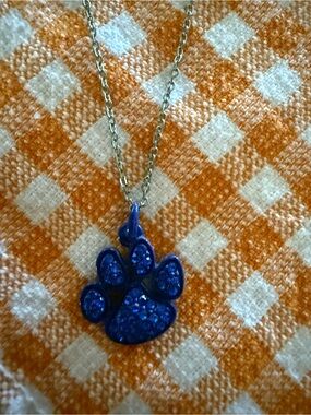 Blue Paw Print Pendant Necklace